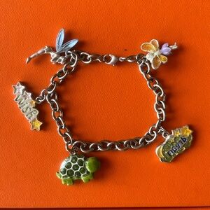 Silver Charm Bracelet with Colorful Disney Charms